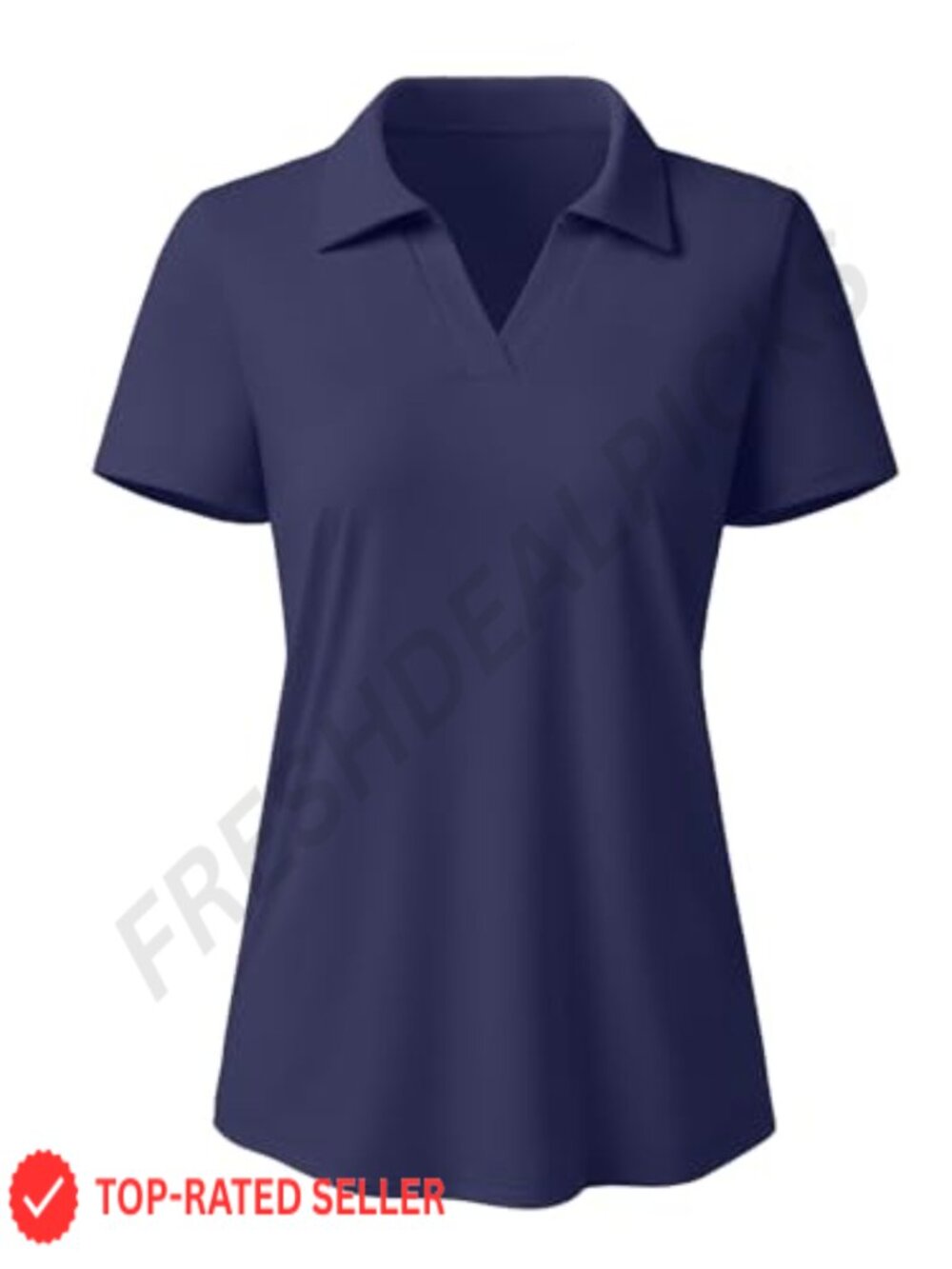 Women's Polo Shirt Short Sleeve V-Neck Golf Top UPF 50 Moisture Wicking Stretch